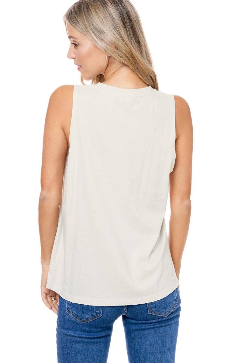 Cool It Cowboy Graphic S/L Washed Tank: L / BLACK