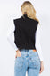 Iconic Denim Vest Jacket with Rhinestones: Black / L