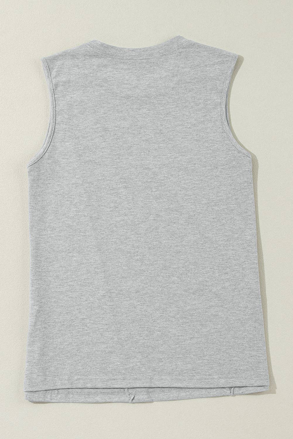 Pleated Crew Neck Tank Top: Light Pink / S