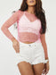 Pearl rhinestone studded sheer mesh see through T-shirt top: White / M