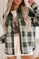 Colorblock Plaid Snap Buttons Shacket: Blackish Green / L