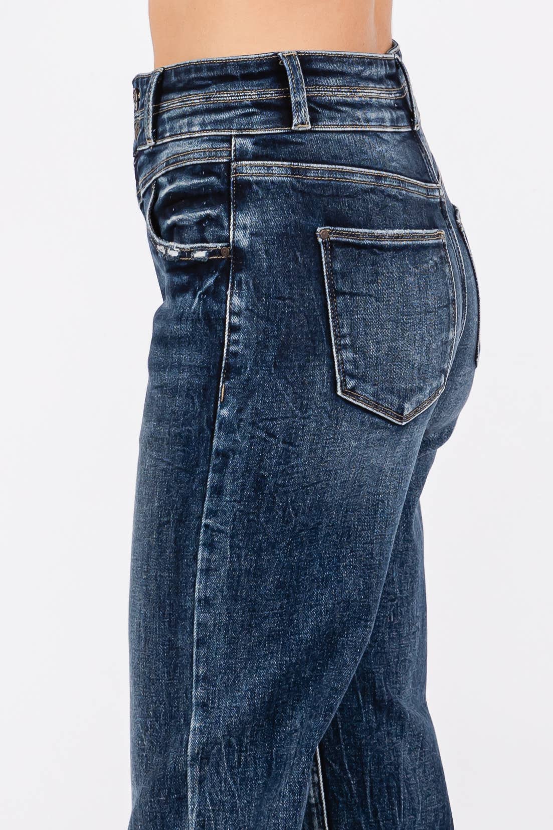 P1153F-DM HIGH RISE STRETCH WIDE LEG FLARE JEANS: 13/30