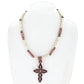 Western Cross Pendant Navajo Pearl Mix Beaded Necklace: Turquoise White