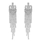 Rhinestone Pave Layered Loop Dangle Tassel Earrings: Gold