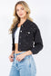 Rhinestone Crop Denim Jacket: Med Wash / M