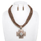 Western Navajo Pearl Beaded Cross Necklace Set: Rust