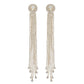 Crystal Rhinestone Tassel Long Drop Earrings: Black