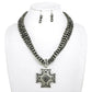 Western Navajo Pearl Beaded Cross Necklace Set: Black