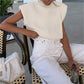 Turtleneck knit vest short sweater vest: White