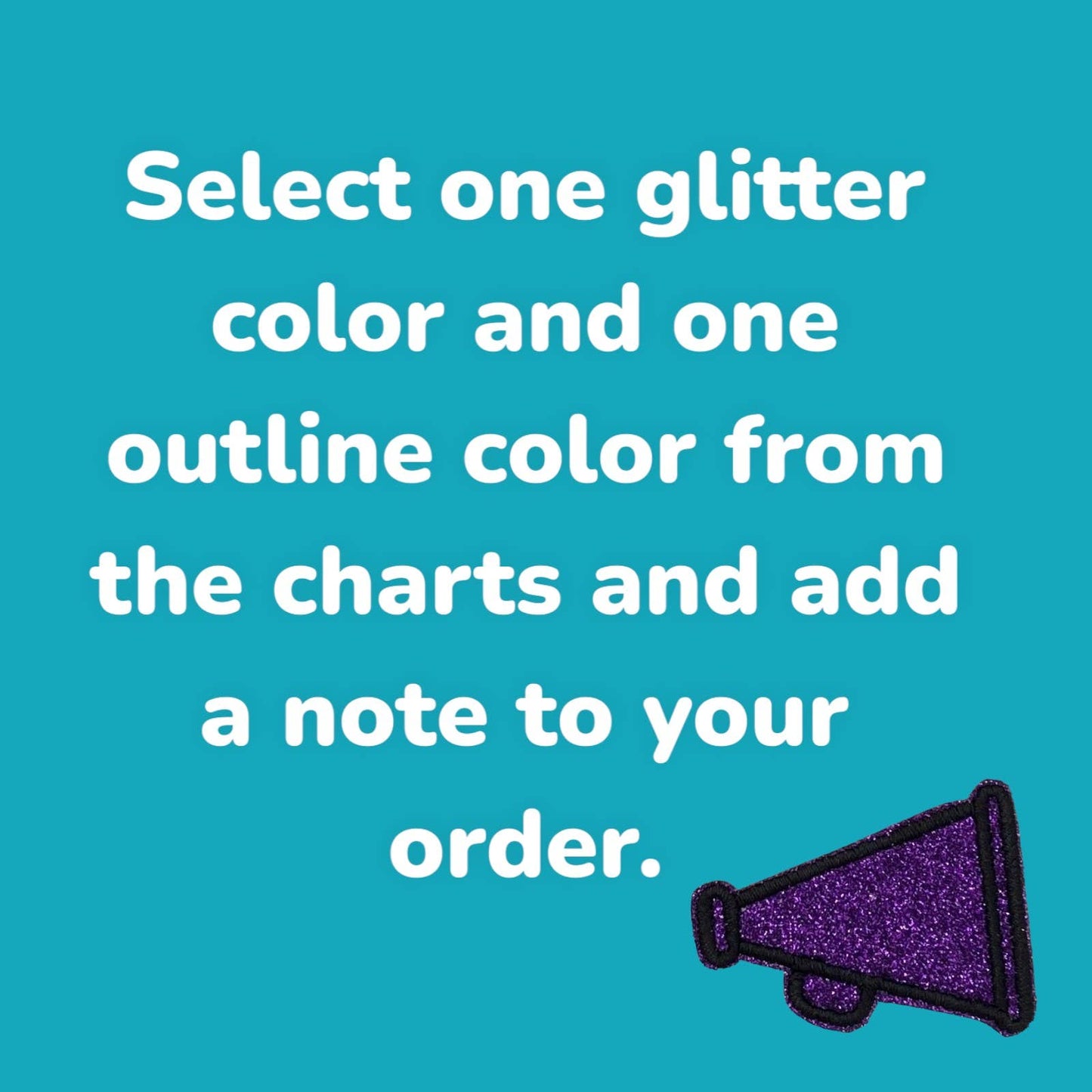 Custom: Megaphone Cheer Cheerleading Glitter Iron on Patch