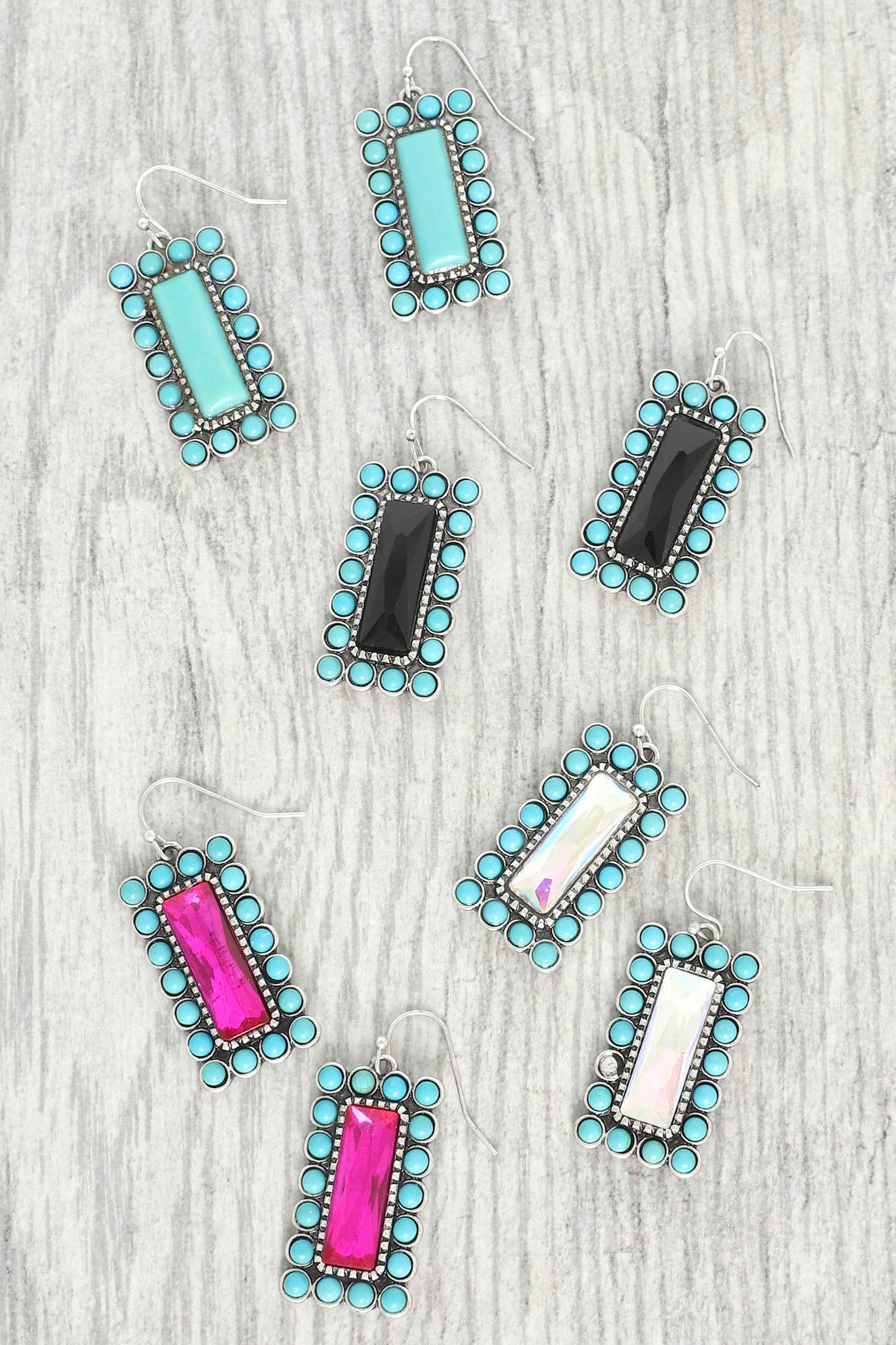 Western Vertical Turquoise Bar Earrings : Iridescent