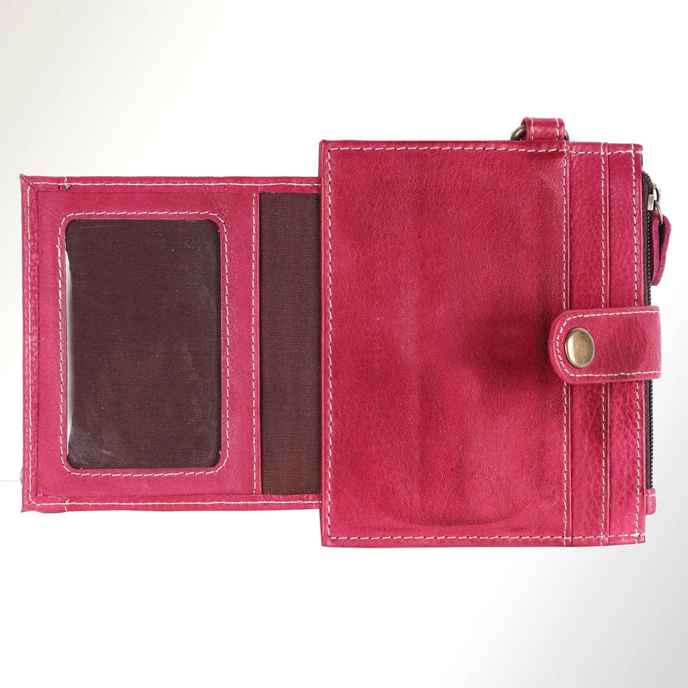 Genuine Leather Wallet Wristlet (Teal)