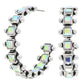 Western Square Cut Crystal Hoop Earrings : Iridescent Turquoise