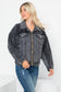 Front Beaded Trim Detail Denim Jacket