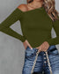 Asymmetrical Long Sleeve Top: Green / M