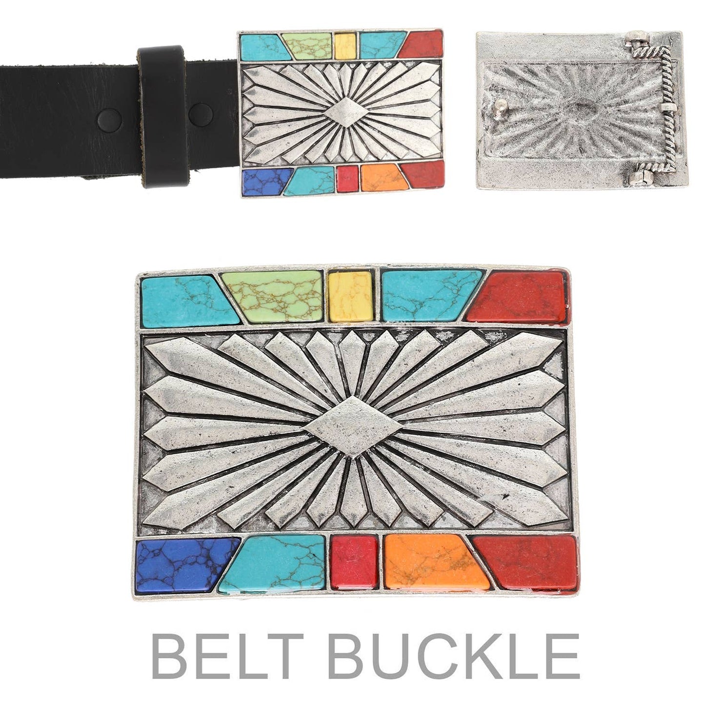 Western Rectangular Turquoise Belt Buckle: Turquoise