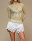 Lux Layering Floral Lace See Through Mesh Top Blouse (Lime Green)