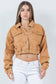Women's Elasticated Waist Relaxed Fit Denim Jacket: TAN / L