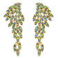 Wing Shaped Long Drop Crystal Cluster Earrings : Iridescent