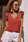 CWTBLSL0007_SLEEVELESS FRILL SHOULDER TUNIC TOP: APRICOT / (S) 1