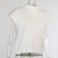 Turtleneck knit vest short sweater vest: White