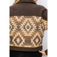 AZTEC BREAST FLAP POCKET HOLIDAY SHACKET: BLACK / M