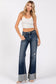 P1313F-DK MID RISE COMFORT RELAXED FLARE W/ CUFFED HEM: 7/27