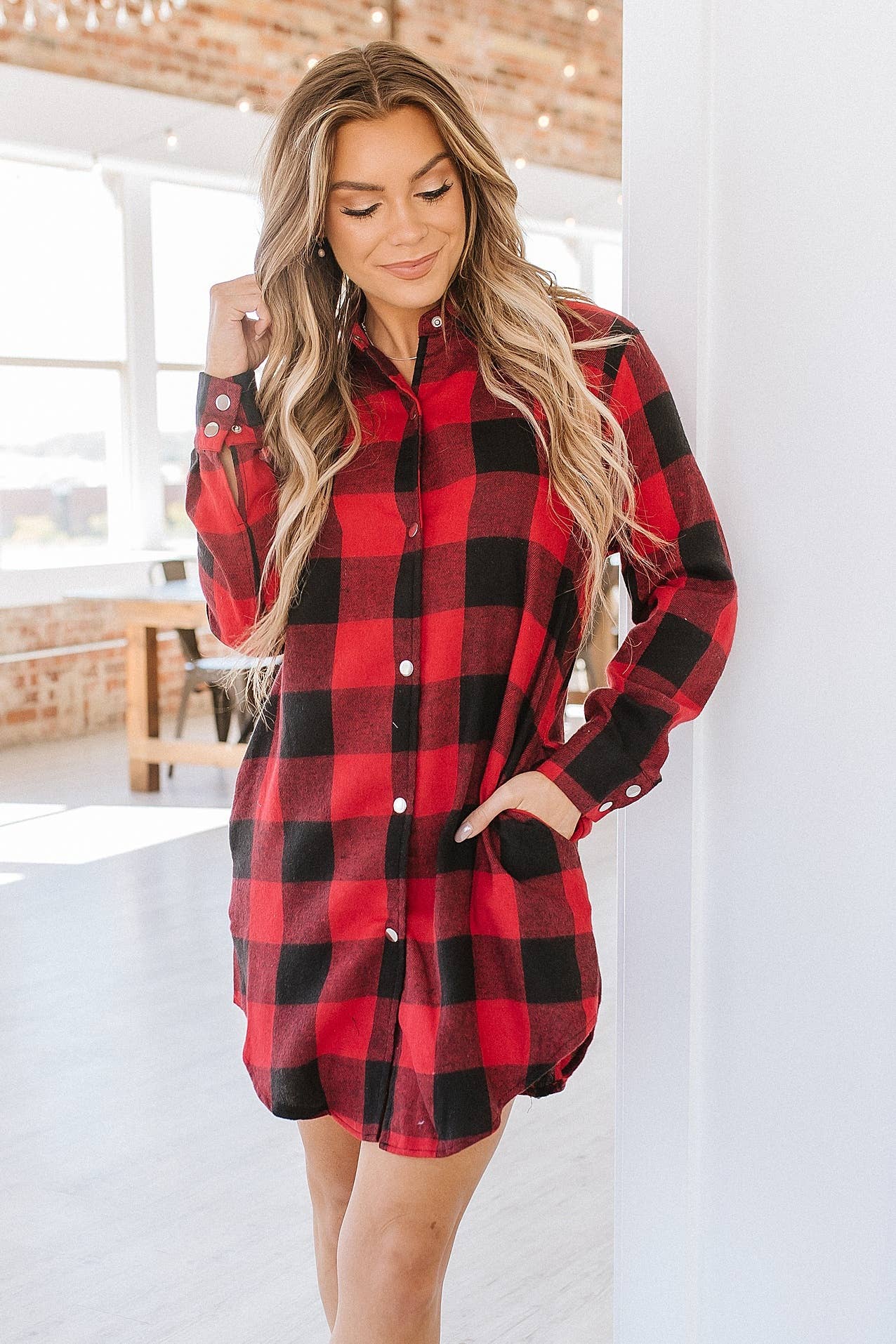 Yule Plaid Button Down Shacket 2XL / Brown