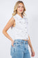 Iconic Denim Vest Jacket with Rhinestones: Black / L