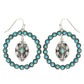 Western Turquoise Open Circle Drop Earrings: Trurquoise