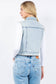 Iconic Denim Vest Jacket with Rhinestones: Black / L