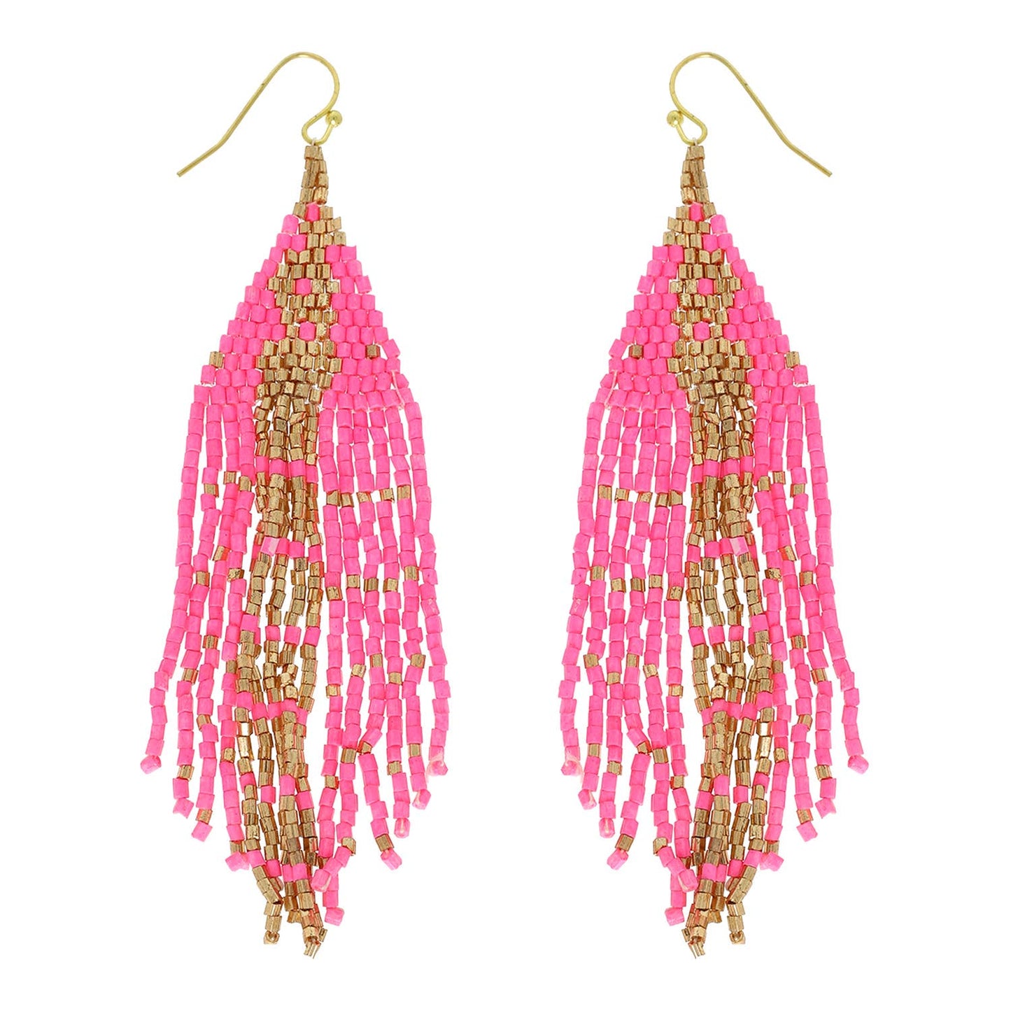 Western Native American Bead Fringe Earrings : Black