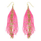 Western Native American Bead Fringe Earrings : Black