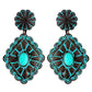 Turquoise Semi Stone Diamond Shaped Concho Dangle Earrings: Silver