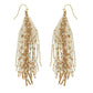 Western Native American Bead Fringe Earrings : White