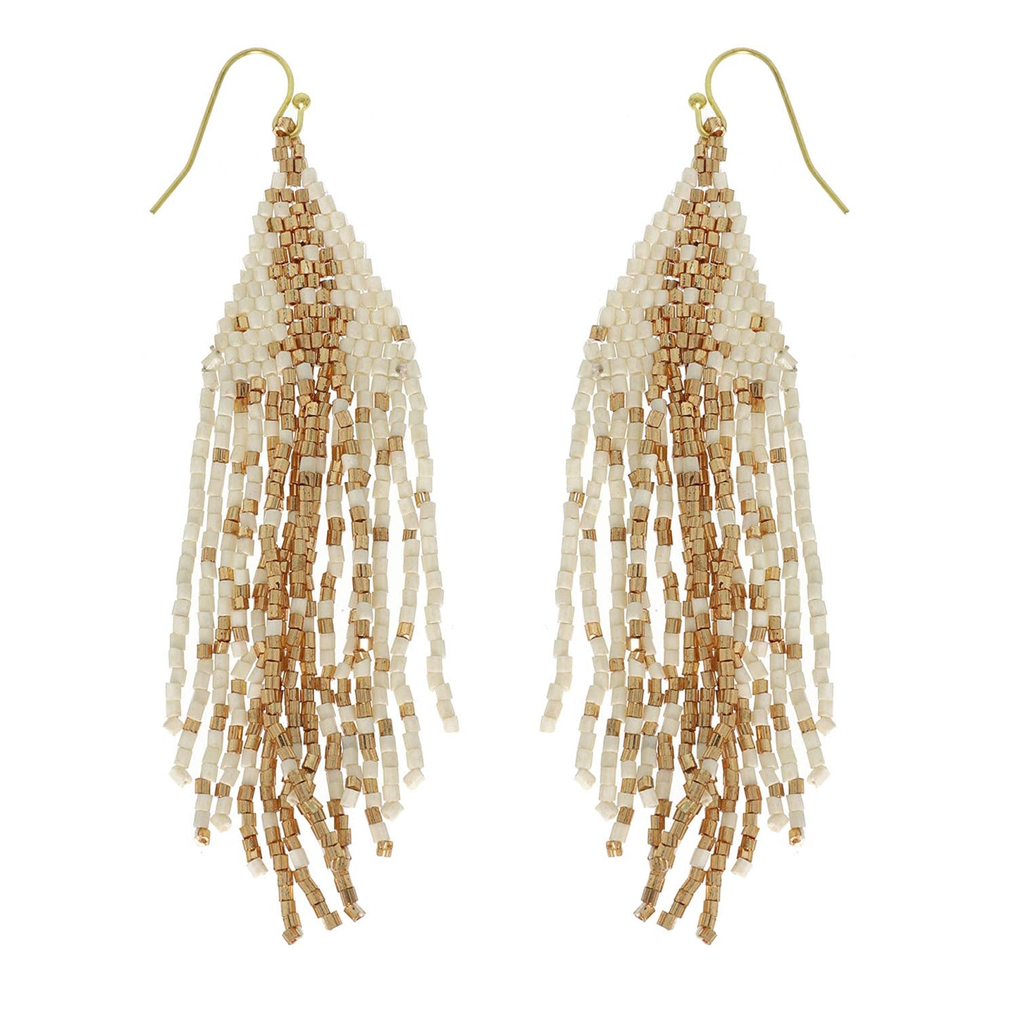 Western Native American Bead Fringe Earrings : Black