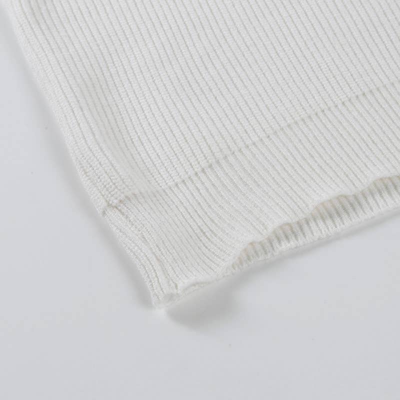 Turtleneck knit vest short sweater vest: White