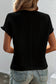 Crinkle Ruffle Short Sleeve Blouse: Black / S