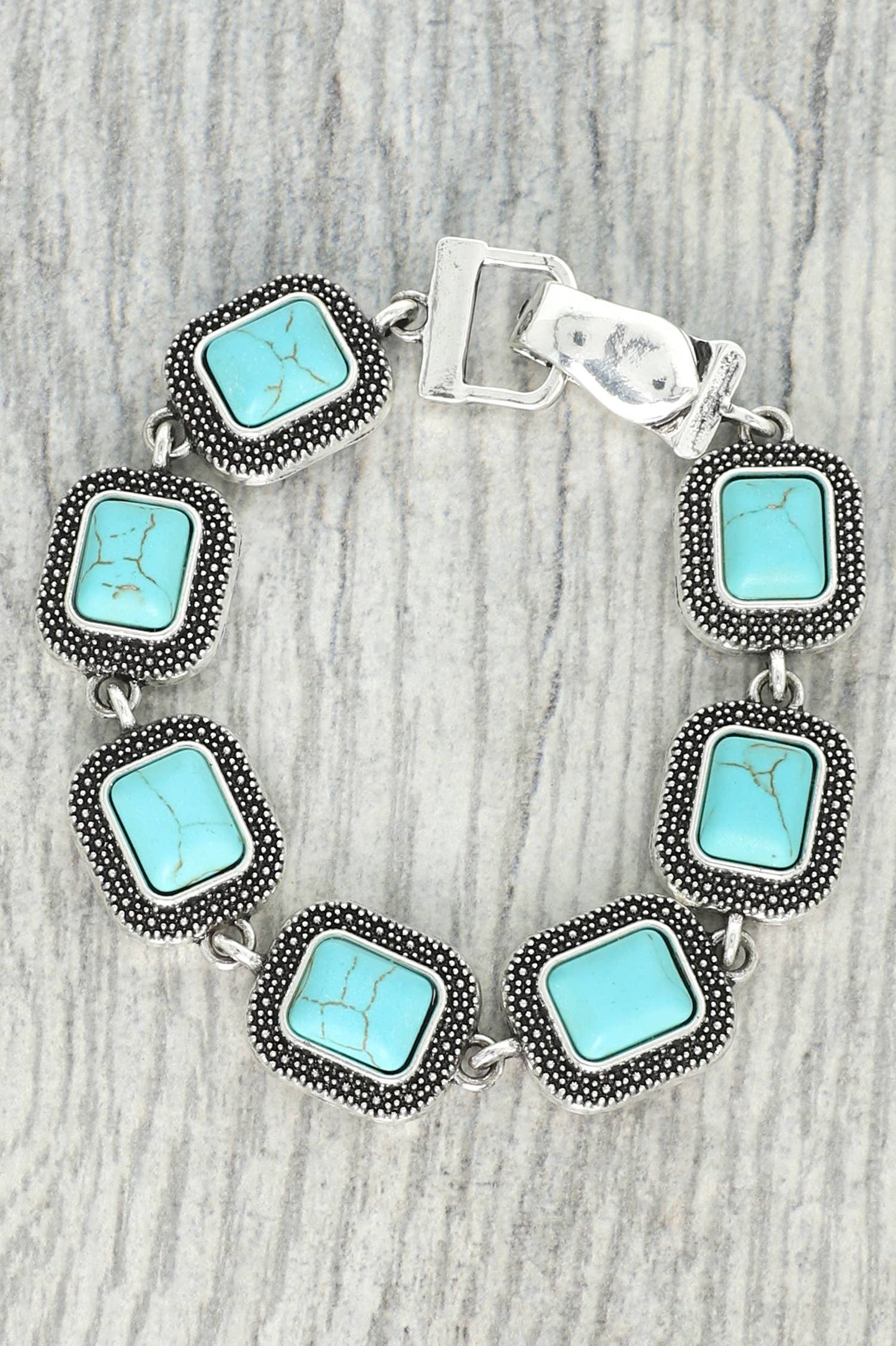 Western Turquoise Square Concho Link Bracelet