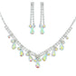Teardrop Crystal Gemstone V-Shaped Necklace Set: Iridescent