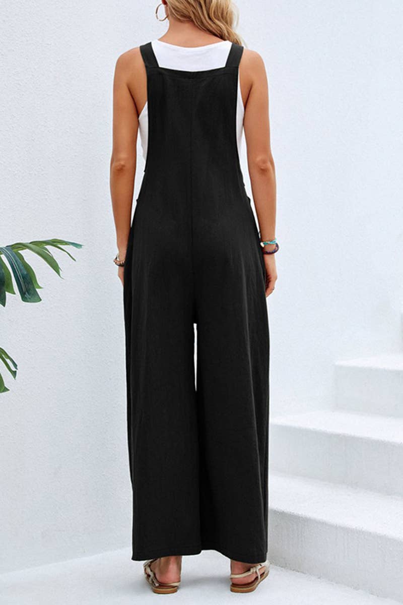 WOMEN SOLID OVERALLS_CWSJS0208: Black / (L) 1