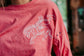MK449 Acid Washed Embroidery Studded LS Crop Sweatshirt Pink: Pink / S
