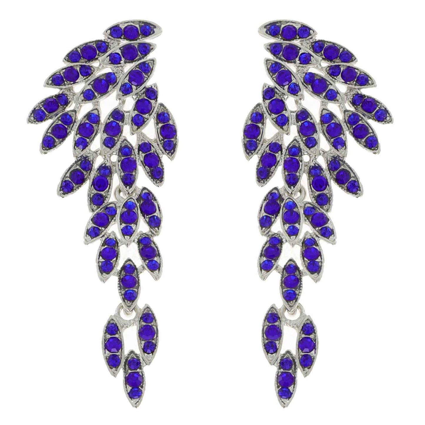 Wing Shaped Long Drop Crystal Cluster Earrings : Iridescent