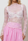 Lux Layering Floral Lace See Through Mesh Top Blouse (Lime Green)