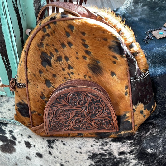 Black and brown backpack