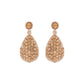 2-Tier Crystal Pave & Pearl Teardrop Drop Earrings: Champagne