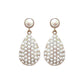 2-Tier Crystal Pave & Pearl Teardrop Drop Earrings: Champagne