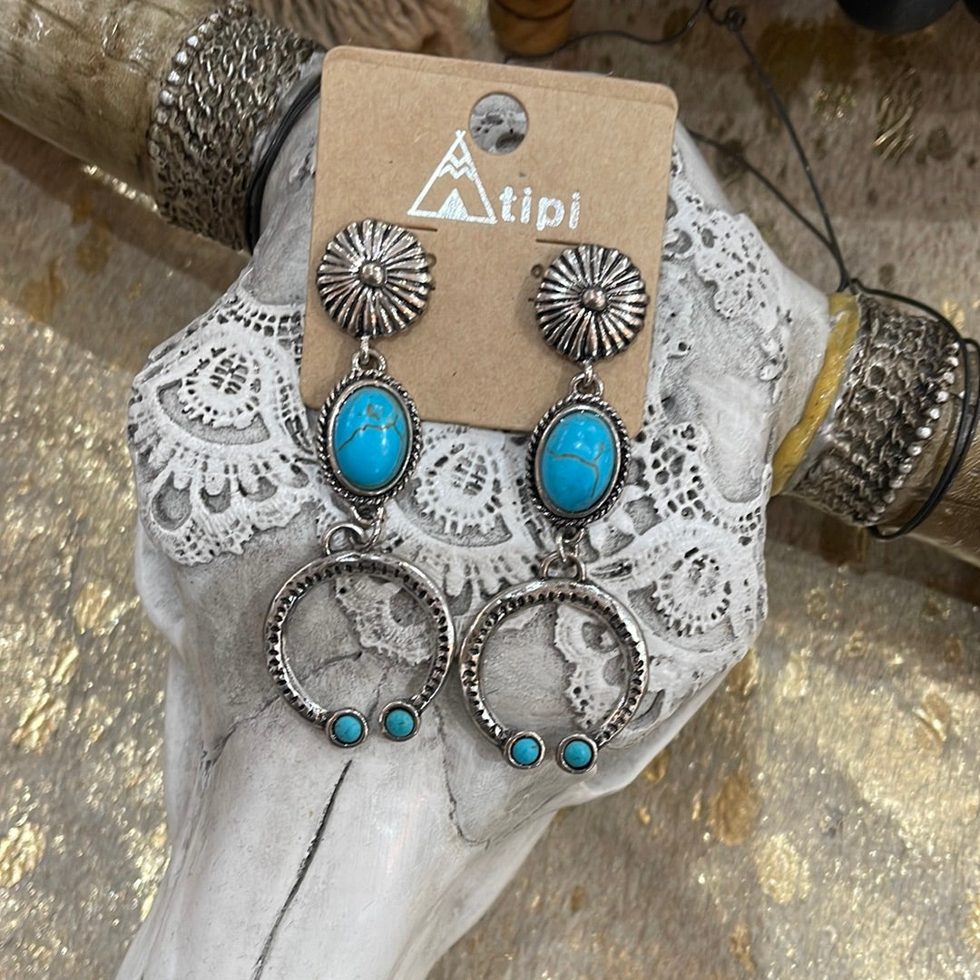 Metal and turquoise earrings