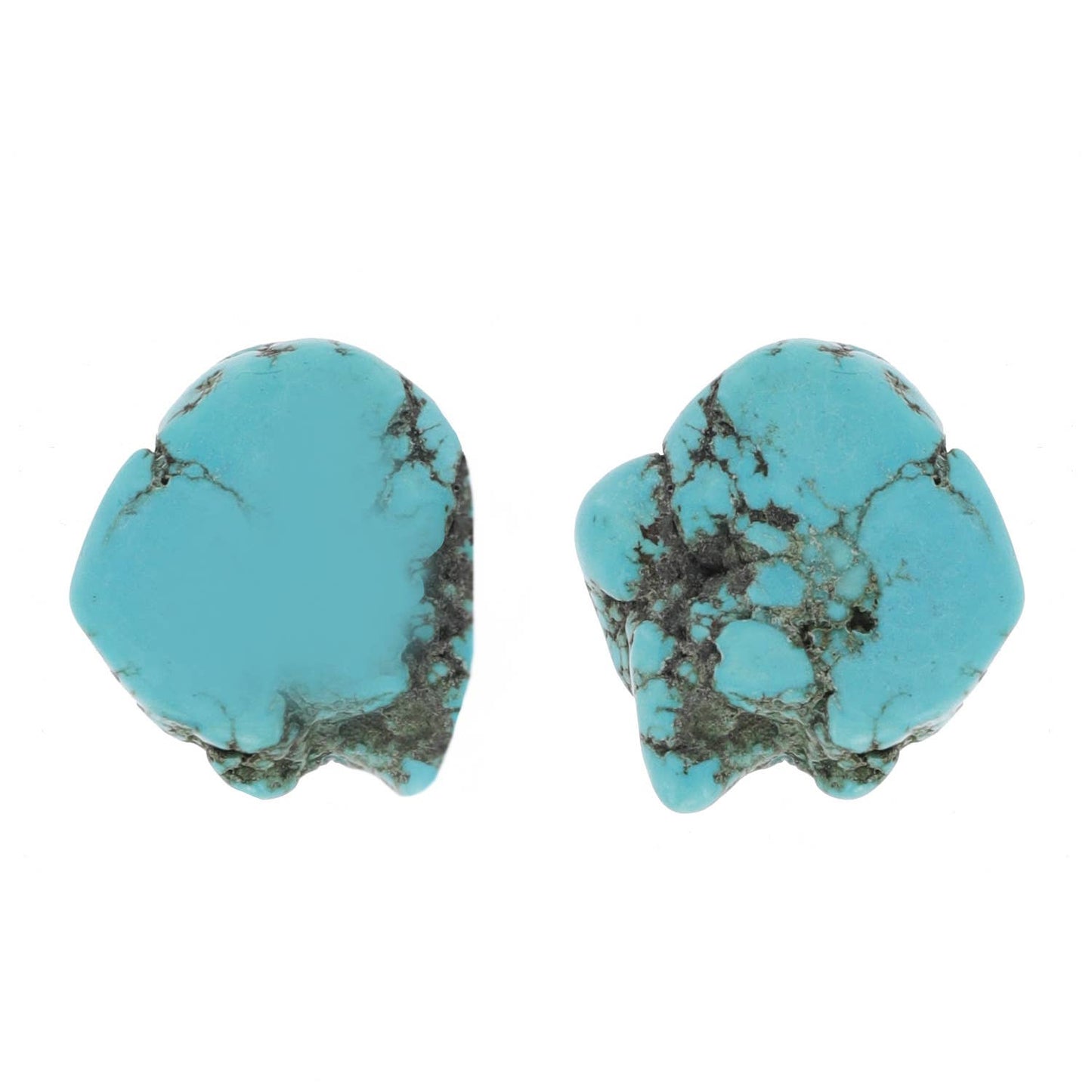 Synthetic Raw Semi Stone Stud Earrings: Turquoise