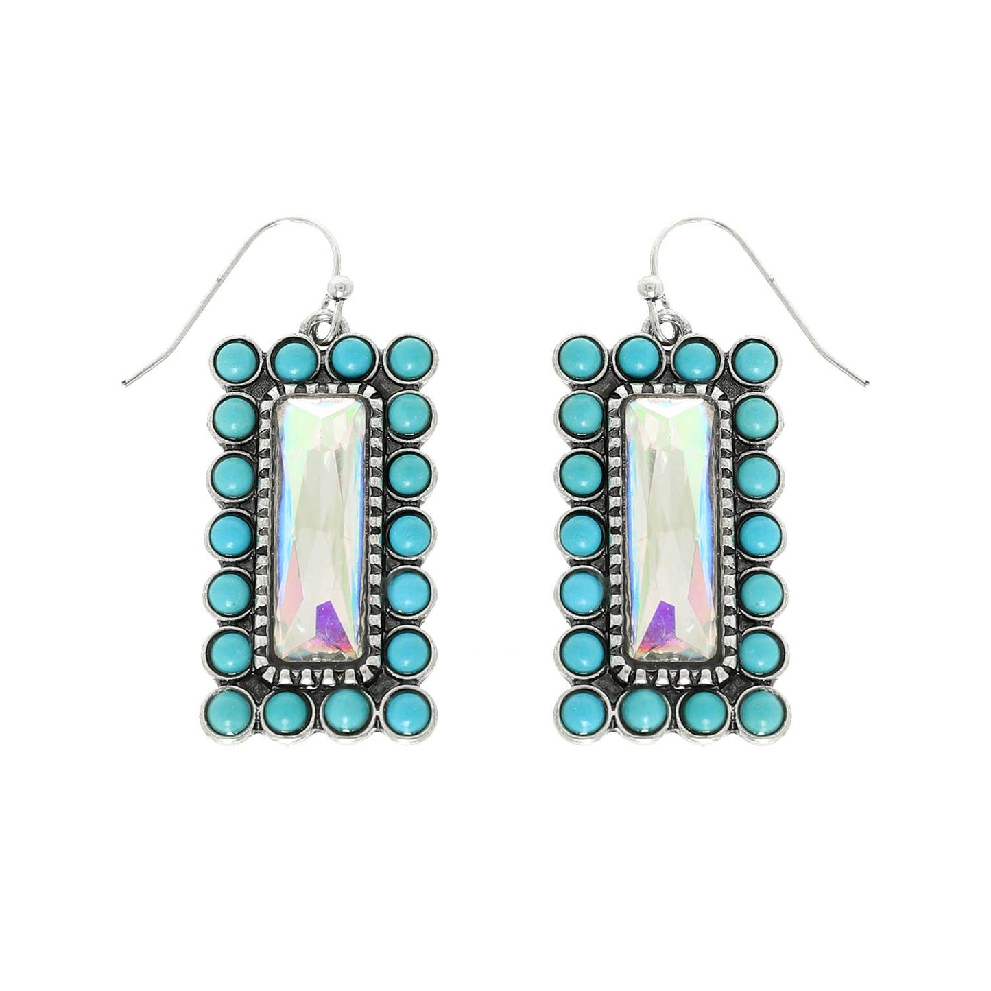 Western Vertical Turquoise Bar Earrings : Iridescent